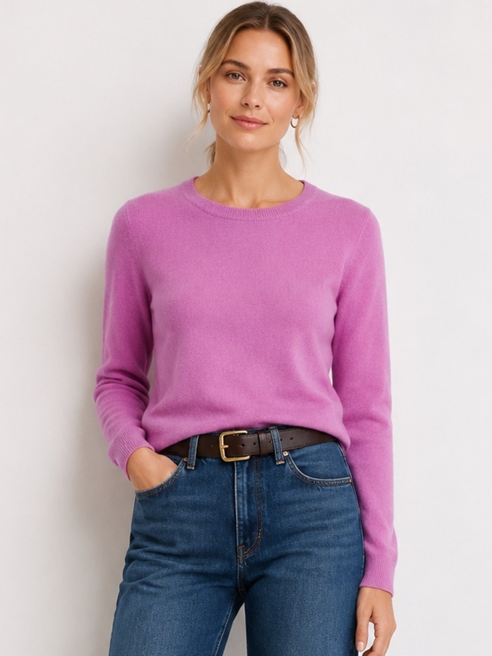 J.Crew Cashmere Classic Crewneck Sweater Size Small in Iced Quartz BA400